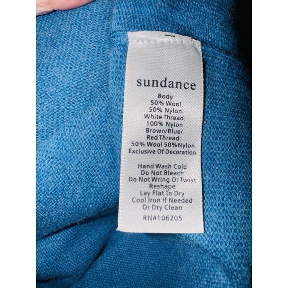 SUNDANCE Laid Back Llama Wool Blend Sweater sz Small Turquoise Blue NWT - Picture 5 of 8